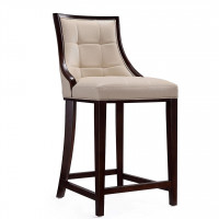 Manhattan Comfort CS012-CR Fifth Ave 39.5 in. Cream and Dark Walnut Beech Wood Counter Height Bar Stool